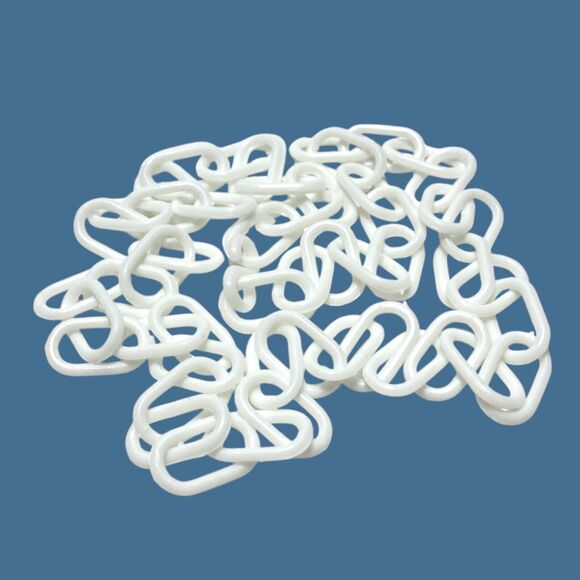 Vtg 80s White Plastic Chain Necklace For Clip Bell Charms Replacement Toy 24" - Picture 2 of 7